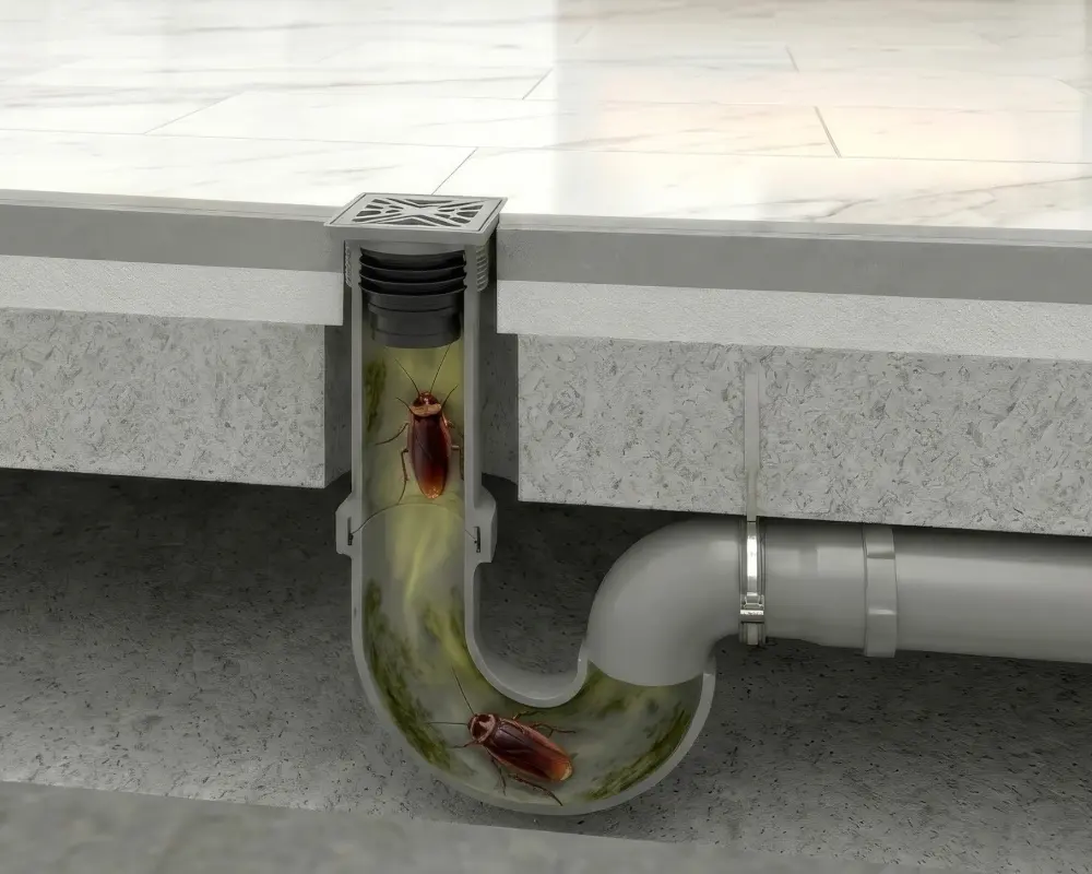 Green Drain™ — cross-section of a check valve with installed protection